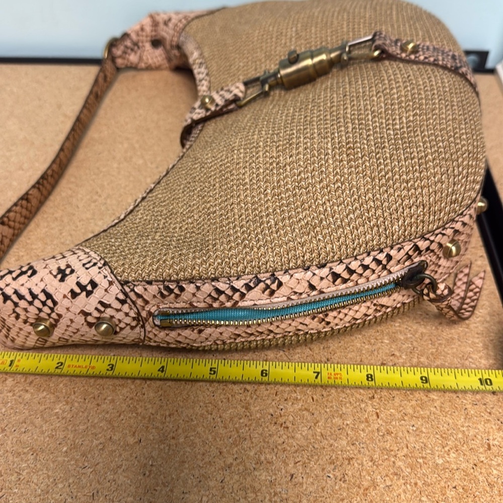 ERIC JAVITAS New York Squishee hobo bag Vintage Snake Skin Straw Bag Purse - Picture 11 of 12